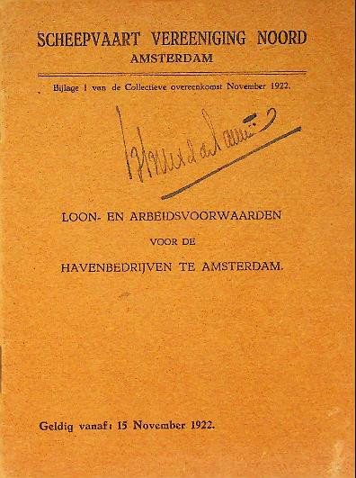Scheepvaart Vereeniging Noord, Loon en Arbeidsvoorwaarden 1922