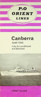 P and O Orient - Brochure P and O Orient Lines Canberra 45.000 tons. First Class