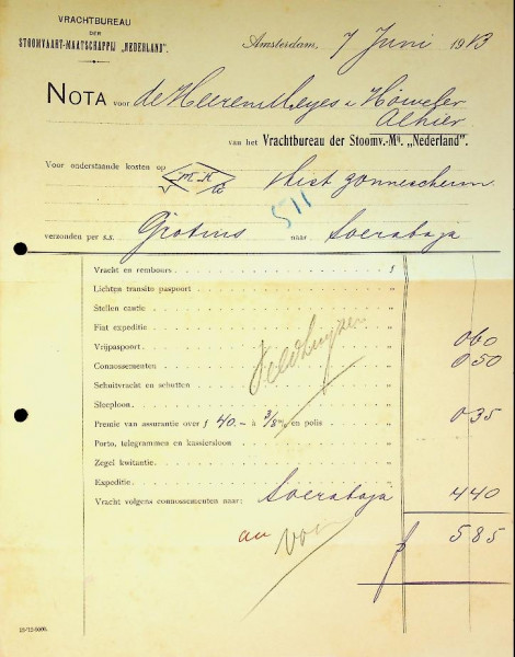 Nota SMN 1913 ss Grotius
