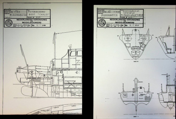 Scheepsbouwtekeningen Motorreddingboot ''Carlot'' 1960 KNZHRM