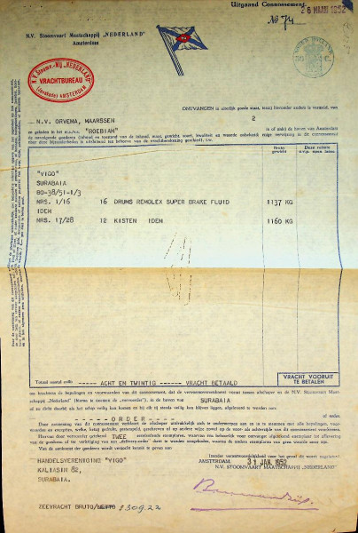 Connossement SMN ss Roebiah