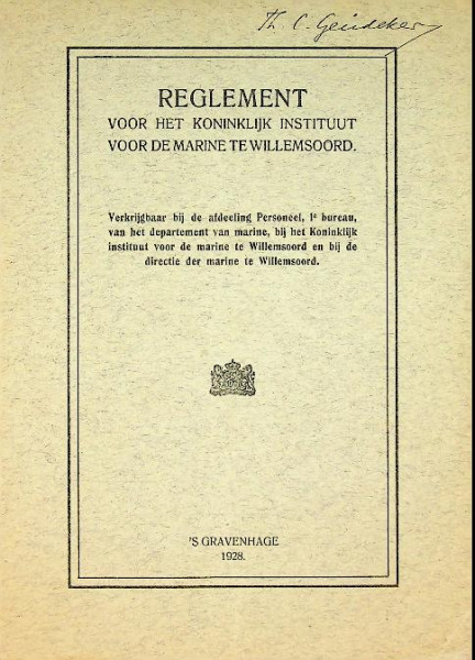Reglement voor het Koninklijk Instituut voor de Marine te Willemsoord
