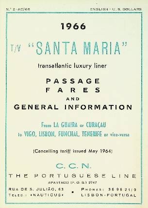 Brochure Santa Maria 1966 Portuguese Line | Webshop Nautiek.nl
