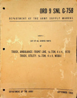 Department of the Army - Jeep M38A1, M170 Ambulance. ORD 9 SNL G-758. Original Manual. Truck Ambulance, Front Line. 1/4-Ton, 4x4, M170 and utility M38A1