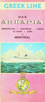 Greek Line - Brochure Greek Line QSS Arkadia. Bremerhaven-Amsterdam-London-Le Havre-Cobh-Montreal
