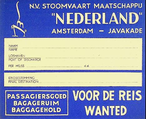 Bagagelabel SMN Passagiersgoed voor het ruim, blauw