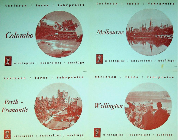 4 Brochures Koninklijke Rotterdamsche fares excusrsion, diverse city's