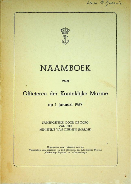 Naamboek van officieren der Koninklijke Marine 1967
