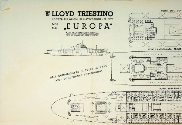 Deckplan Lloyd Triestino ms Europa