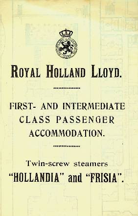 Deckplan Twin-screw steamers Hollandia and Frisia Royal Holland Lloyd