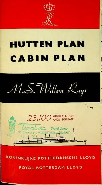 Hutten Plan /Cabin Plan m.s. Willem Ruys | Webshop