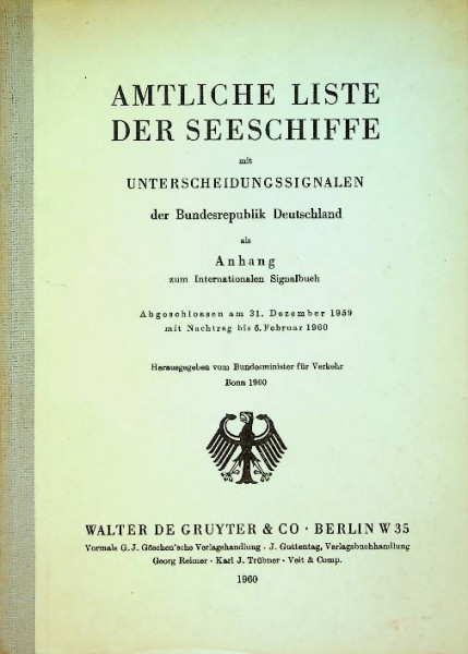 Amtliche Liste der Seeschiffe 1960