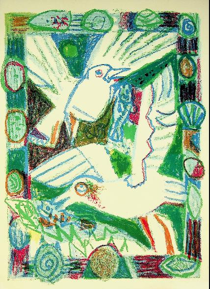 Menukaart SMN, litho vogels
