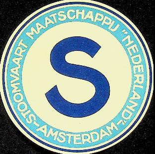 Bagagelabel Stoomvaart Maatschappij Nederland, letter S