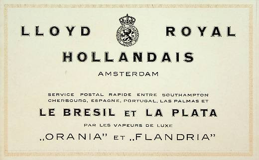 Brochure llloyd Hollandais Le Bresil et La Plata