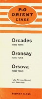 P&O Orient Lines - Brochure P&O Orient Lines, Orcades, Oronsay, Orsova. Tourist Class