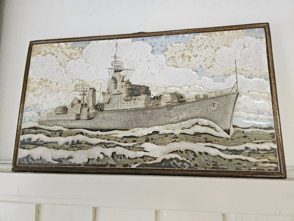 Keramisch Tableau Nederlands Marineschip (welke ons onbekend)