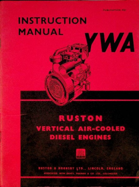 Instruction Manual YWA Ruston Vertical Air-Cooled Diesel Engines | Webshop Nautiek.nl