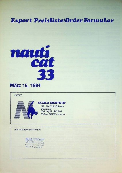 Original Pricelist Nauticat 33