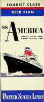 United States Line - Tourist Class Deck Plan ss America 1949