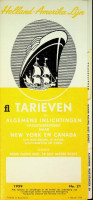 Holland-America Line - Brochure HAL Tarieven Canada en New York 1959
