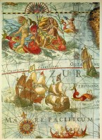 Holland-America Line - Menucard Holland-America Line, map of America