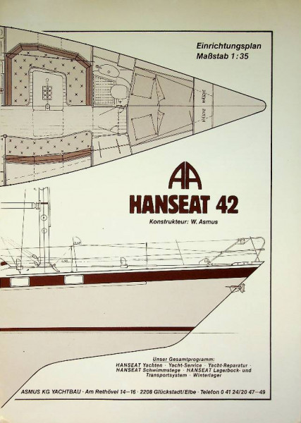 Oriiginal brochure Hanseat 42 Sail Yacht