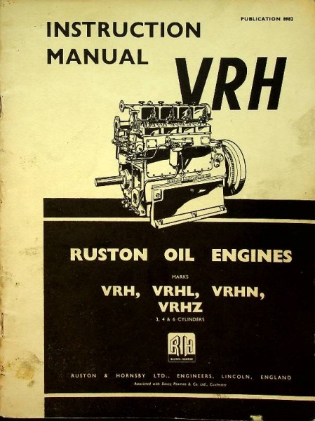 Instruction Manual VRH Ruston Oil Engines | Webshop Nautiek.n