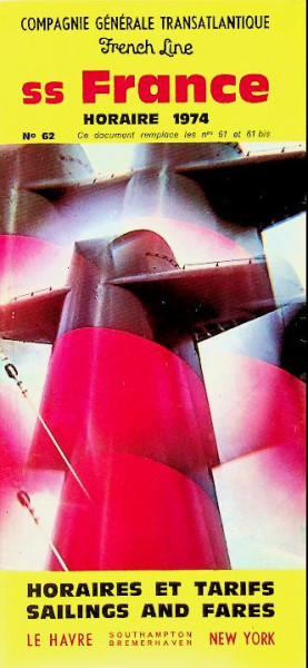 Brochure ss France, sailings and fares