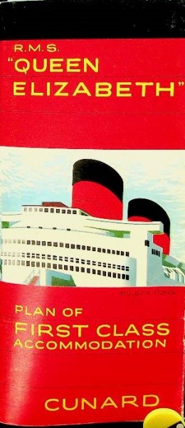 Brochure R.M.S. Queen Elizabeth, plan of First Class Accommodation | Webshop Nautiek.nl