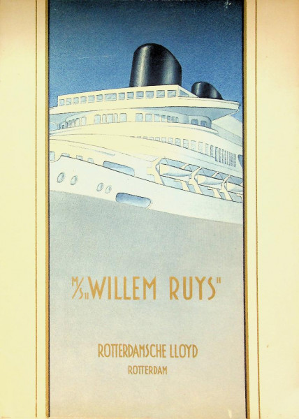 Map M.S. Willem Ruys met losse uitvouwbare langdoorsnede van de Willem Ruys
