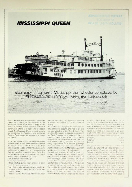 Brochure Scheepswerf De Hoop Mississippi Queen