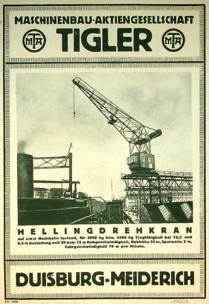 Brochure/Flyer Tigler Duisburg Hellingdrehkran