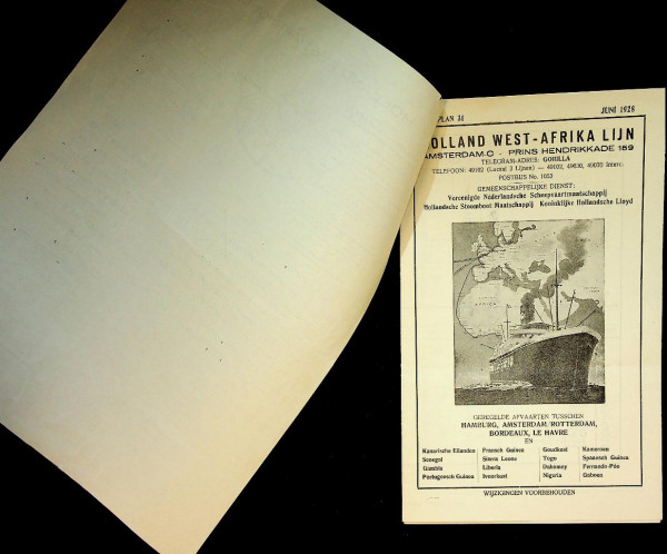 Holland West-Afrika Lijn, brief en afvaartlijst 1928