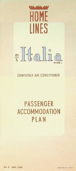 Brochure Home Lines ms Italia Passenger Accomodation Plan | Webshop Nautiek.nl
