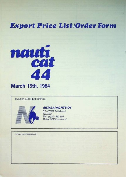 Original Pricelist Nauticat 44