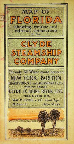Map of Florida from the Clyde Steamship Company | Webshop nautiek.nl