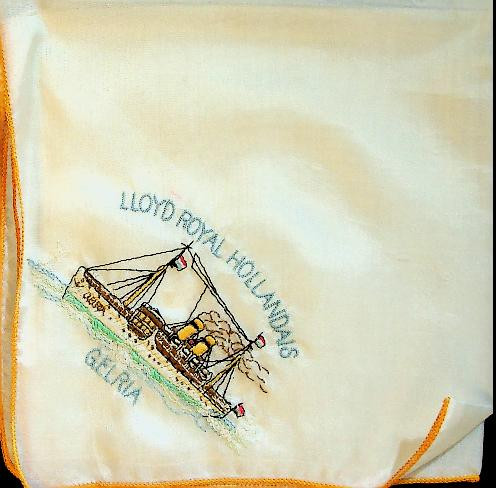 Silken handkerchief with an embroidered image of ss Gelria