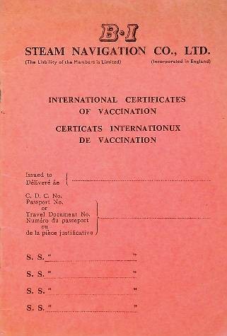 Booklet for Vaccination British India Steam & Navigation Company 1967 | Webshop Nautiek.nl