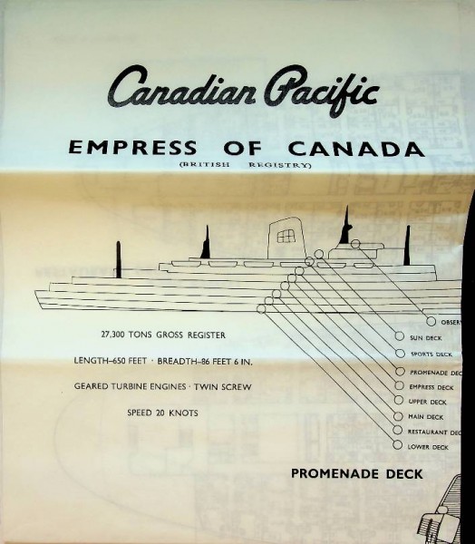 Deckplan Canadian Pacific Empress of Canada | Webshop Nautiek.nl