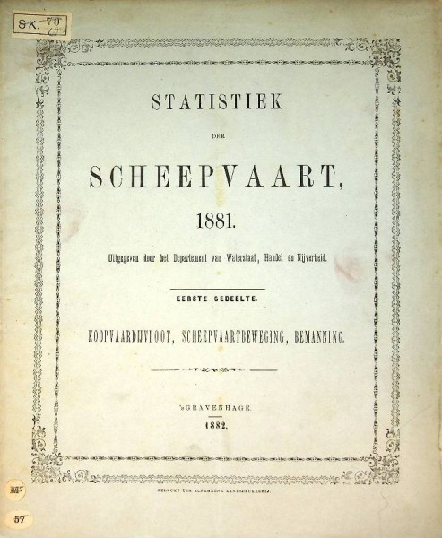 Statitiek der Scheepvaart 1881 Koopvaardijvloot, Scheepvaartbeweging, Bemanning