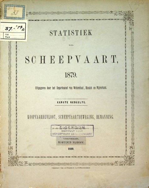 Statitiek der Scheepvaart 1879 Koopvaardijvloot, Scheepvaartbeweging, Bemanning