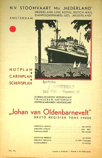 Hutplan/cabinplan Johan van Oldenbarnevelt