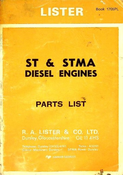 Lister ST & STMA Diesel Engines Parts List