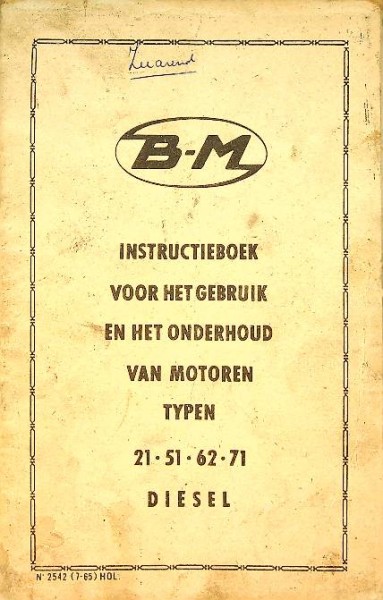 BM Instructieboek Typen 21-51-62-71 Diesel