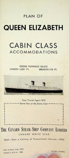 Plan of Queen Elizabeth Cabin Class accomodations