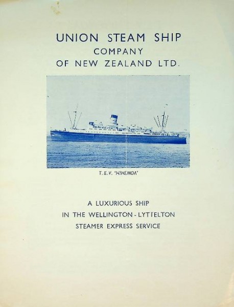Brochure T.E.V. Hinemon (Union Steamship New Zealand) | Webshop Nautiek.nl