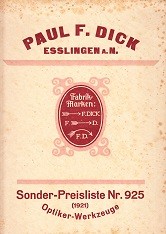 Catalogue Paul F. Dick Esslingen