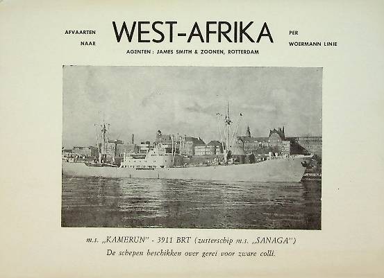 Brochure afvaarten Woermann Linie naar West-Afrika