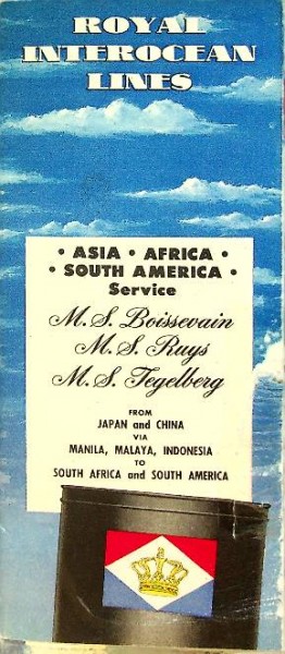 Brochure Royal Interocean Lines ms Boissevain, ms Ruys, ms Tegelberg